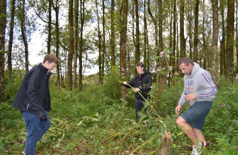 David Jones and Andrew Saywell (Cllrs) join organiser Jeff Wilton-Love nr Sheepwash, late summer 2020