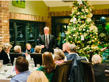 Our MP Rt Hon Sir Geoffrey Cox KC, speaking at our winter dinner